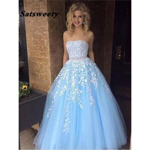 Quinceanera Dresses 2022 Vestidos De 15 Anos Ruffles Sky Blue Lace Luxury Debutante Gowns Girls Sweet 16 Dresses