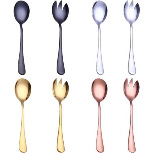 1pc Fork Spoons Stainless Steel Spoons Ice Cream Dessert Spoon Long Handle Coffee Spoon Tea Spoons Teaspoon Dinnerware 4 Colors