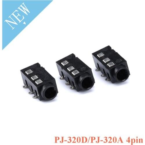 10pcs 3.5mm jack Female Audio Connector 4 Pin DIP Headphone Jack Socket PJ-320D PJ320D PJ-320A PJ320A Audio Interface Audio Jack
