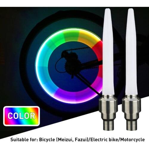 2PCS Bicycle Light Wheel Tire Valve Cap Bike Flash Light Mountain Bike Cycling Wheel Spoke LED Light Neon Lamp Bike Accessories