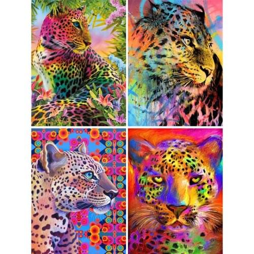 5D DIY Diamond Painting Animals Leopard Cross Stitch Kit Full Drill Embroidery Mosaic Art Picture of Rhinestones Crafts Decor