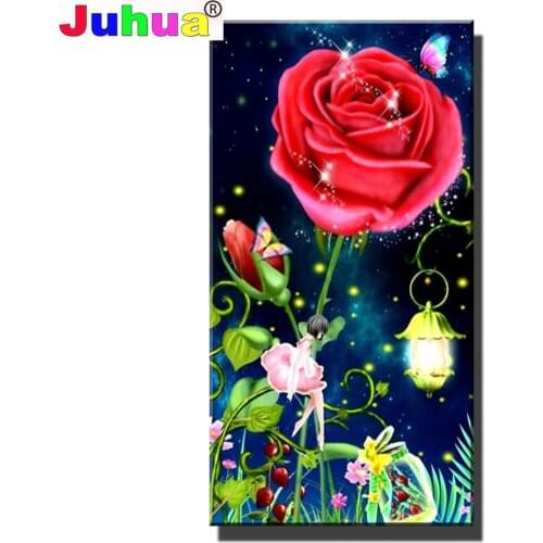 "Red Rose Flower Elf"diamond painting 5d diamond mosaic cross stitch embroidery full round drill Fantasy Floral Wall Stickers
