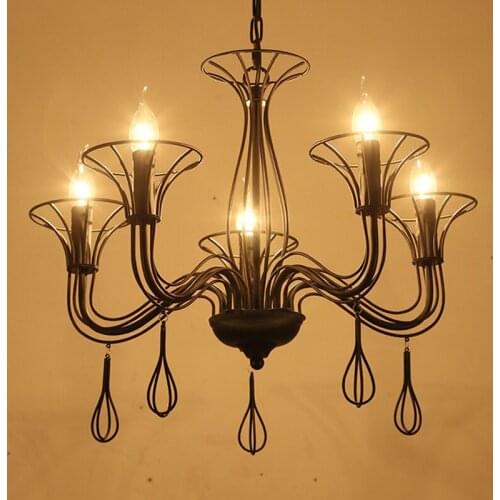 American Metal Bird Cage Chandelier Creative 6 Heads Lamp For Bedroom Restaurant Hanging Lamps Retro Engineering Lamp PA0095