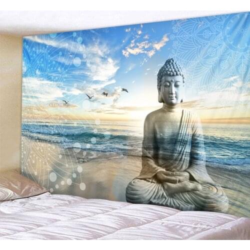 Buddha Statue Tapestry Twin Hippie Wall Hanging Bedspread Throw Cover Bohemian Beach Mat Table Cloths Home Art Decor Blanket