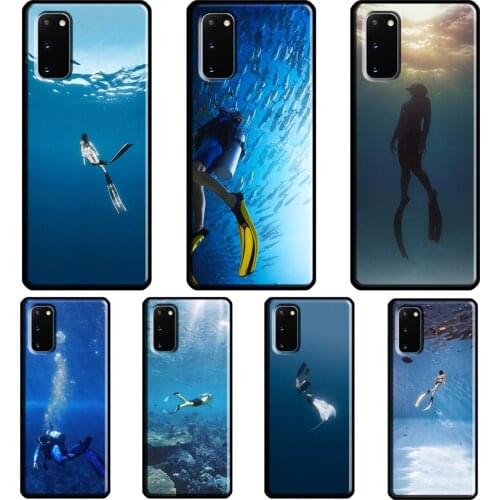 Scuba Diver Underwater Diving Caving Case For Samsung Galaxy S10 S9 S8 Note 10 Plus Note 20 Ultra S20 FE S21 Ultra Phone Cover