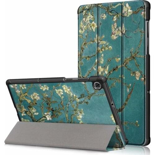 Tablet case for Lenovo Tab M10 Plus PU Leather Smart Sleep wake funda Trifold Stand Solid cover capa card tb-x606f tb-x606x 10.3