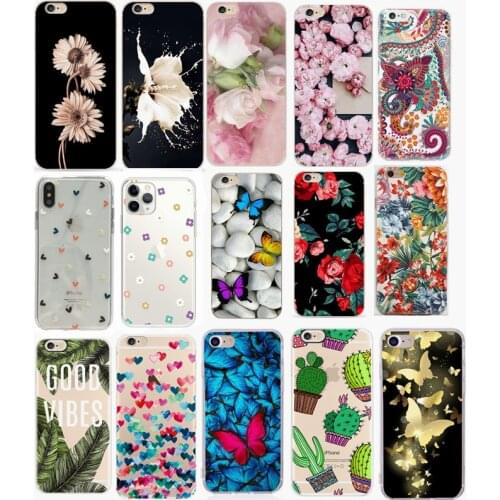 Colorful Flower Phone Case For iPhone 8 7 Plus 6 6s Silicon TPU Animal For iPhone X XS 5 5S SE Back Soft Cover coque
