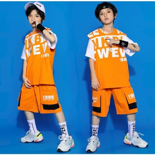 ChildrenS Hip-Hop Modern Dance Clothes Boys Summer Loose Vest Three-Piece Suit Girls Jazz Dance Wear Practice Clothes DQS7369