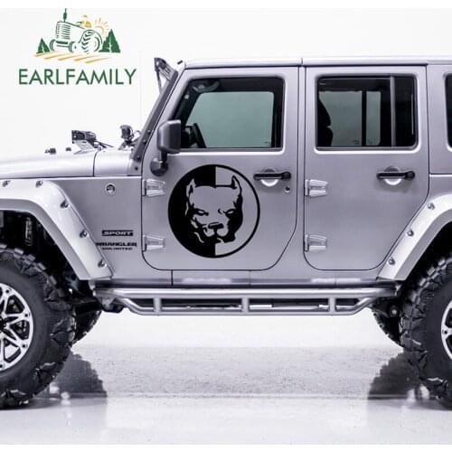 EARLFAMILY 58cm x 58cm 2x Pit Bull Dog Tool Box Graphics (one For Each Side) Car Sticker For Cars Side Door Puppy Vinyl Decal