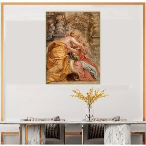 Citon Peter Paul Rubens《Peace Embracing Plenty》Canvas Oil Painting Artwork Poster Picture Wall Decor Home Interior Decoration