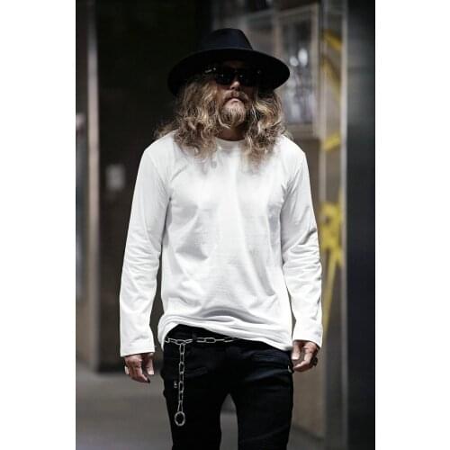 Korean mens new multi color basic round neck loose trend Long Sleeve T-Shirt Large Spring and autumn bottoming top