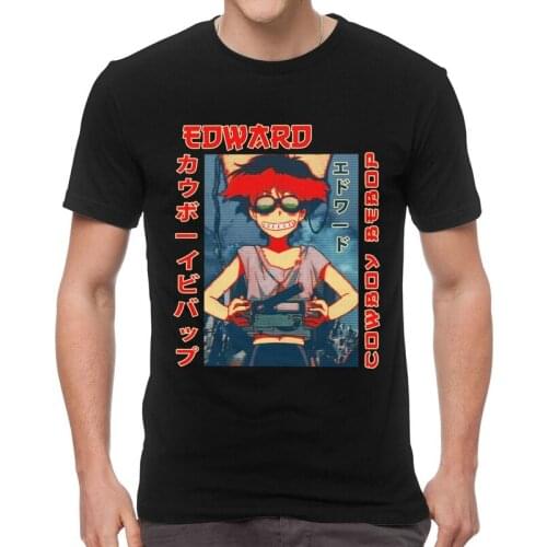 Cowboy Bebop T-shirt Mens Streetwear T Shirt Short Sleeve Cotton Anime Manga Edward Tshirt Cool Tees Tops