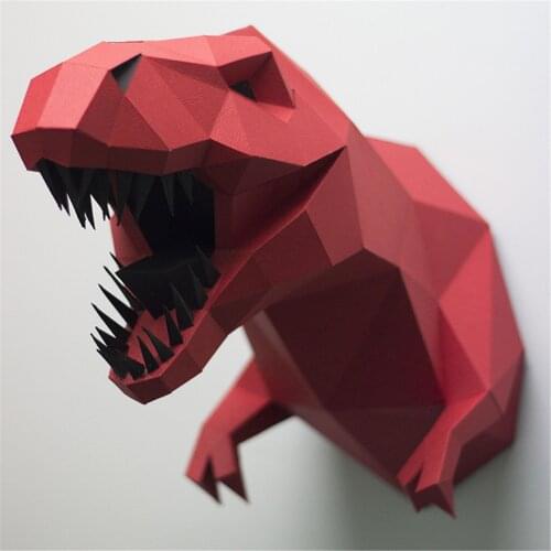 Creative DIY 3D Dinosaur Model Wall Decoration Manual Creative Wall Hanging Childrens Room Puzzl Toys Gift Animal Paper Model