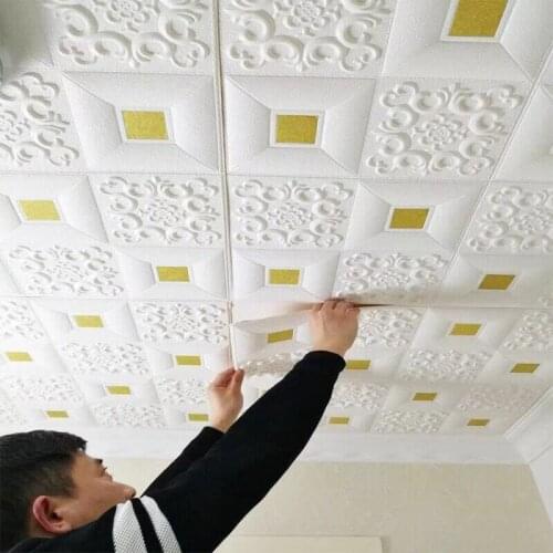 3D stereo wall stickers self-adhesive ceiling decorative stickers living room bedroom waterproof wallpaper foam wallpaper