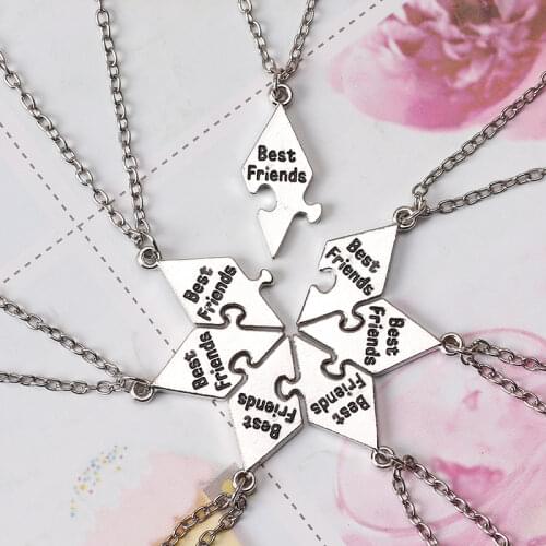 New Stitching 7-piece Set Best Friend Sisters Good Friend Necklace Bff Pendant Letter Necklace Fashion Birthday Gift