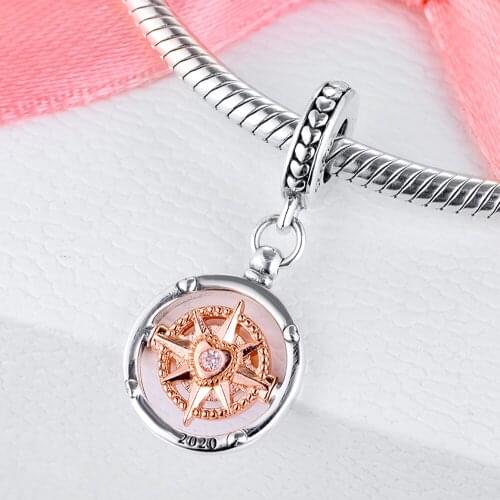 2020 Valentines Day Charm 925 Sterling silver Limited Club Compass Dangle Charms fit Silver Bracelets DIY Women Pendant jewelry