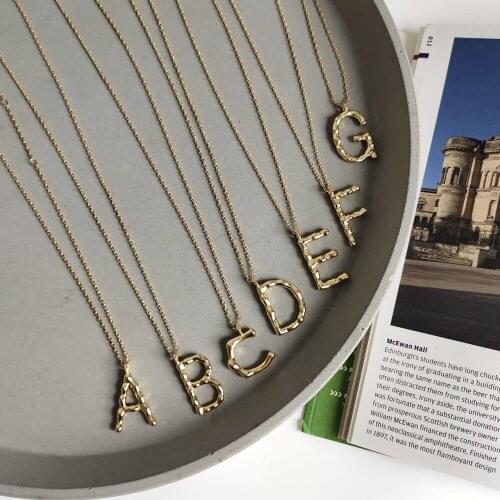 S925 Sterling Silver Nordic 26 Gold English Capital Letters Big Hammered Stackable Pendant Jewelry Name Necklaces Birthday Gifts