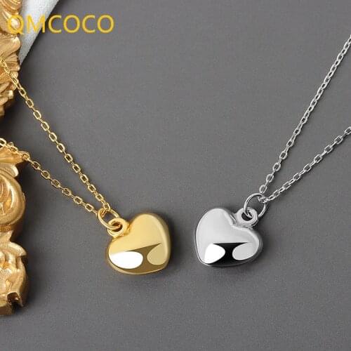 QMCOCO Minimalist 925 Silver Charm Exquisite Heart-Shape Necklace For Women Birthday Engagement Trendy Jewelry Gift