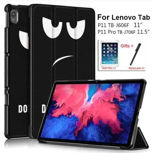 Smart Magnetic Tablet Case for Lenovo Tab P11 TB-J606F Stand Pu Leather Funda Cover for Lenovo Tab P11 Pro 11.5'' with Gift Film