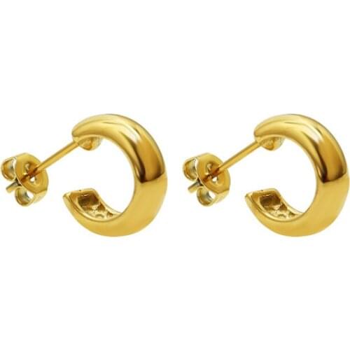 Popular Multiple Collocations Jewelry Stainless Steel Smooth C shape Stud Earrings Girl Women Love Gifts Party Earring Wholesale