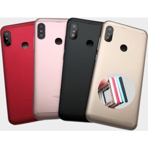 For Xiaomi Mi A2 Lite / Redmi 6 Pro Battery Back Cover Rear Door Housing + Side Key Card Tray Holder Replacement Spare Parts