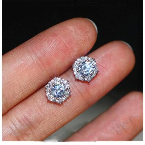 High Quality Round AAA Cubic Zircon silver color Earrings for Women Ladies Girls CZ Crystals small Stud Earrings Jewelry