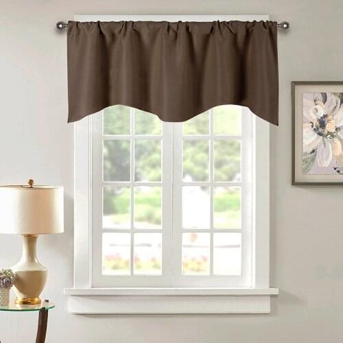 1PCS Solid Candy Color Roman Short Curtain Wavy Edge Valance Bay Window Door Kitchen Decoration Rod Pocket Drapes MY402#3
