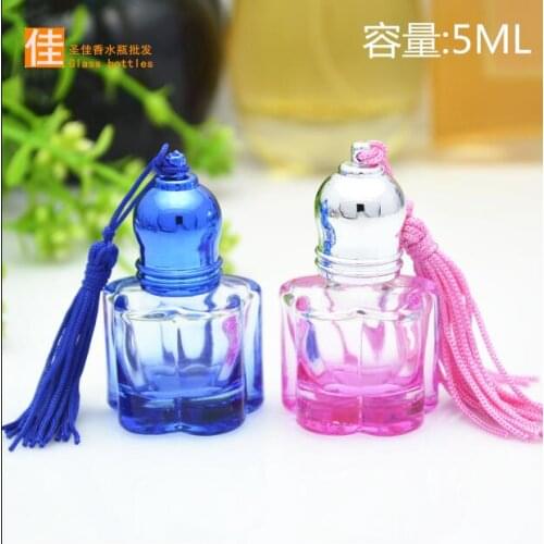 10 pcs Free Shipping 5 ml Glass Perfume Roll on Rounded Bottles Yellow Pink Blue Clear perfume Empty Packing Glass Bottles