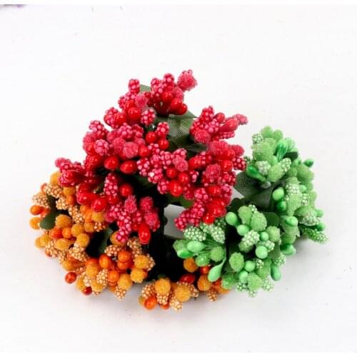 12pcs pearl Berry Artificial Stamen Flower For Wedding Home Decoration Pistil DIY wreath Scrapbooking Craft Fake Flowers