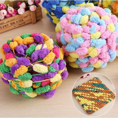 130g/Roll Pompom Yarn Super Soft Colorful Thread with Pearl Bobo Ball DIY Hand-knitting Crochet For Scarf Sofa Cushion Blanket