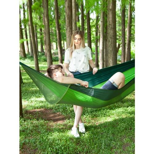 2021 Camping Hammock with Mosquito Net Pop-Up Light Portable Outdoor Parachute Hammocks Swing Sleeping Hammock Camping Stuff