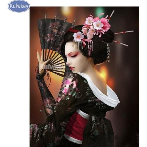 5D,diy,Diamond Painting,Cross Stitch,Full,Diamond Embroidery,"japanese woman",3D,Diamond Mosaic pictures,Crafts,stickers,Gift