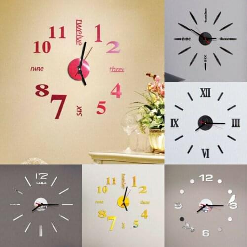 Large Wall Clock Big Watch Decal 3D Stickers Roman Numerals DIY Wall Modern Living Room Home Decoration