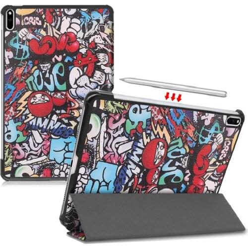 For Huawei MatePad Pro 5G 10.8inch Tablet Cases Smart Protective Cover Wake Sleep Foldable Stand Holder Painted Sleeve with Pen