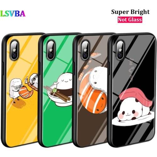 Black Cover Sushi Pug for iPhone 11 11Pro X XR XS Max for iPhone 8 7 6 6S Plus 5S 5 SE Glossy Phone Case