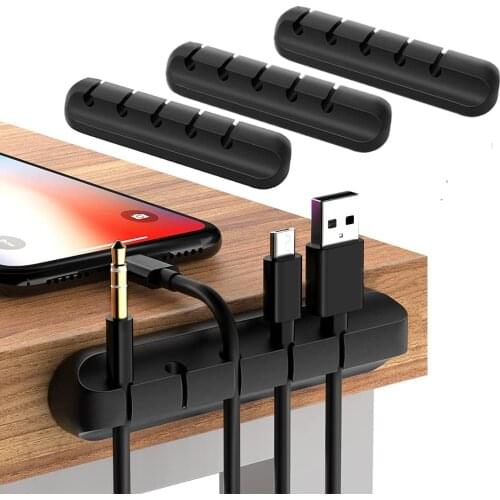 2-1PACK Silicone Cable Holder Clips Wire Cord Organizer in Car Earphone Winder Desktop Management Holder For Mouse Keyboard Cord