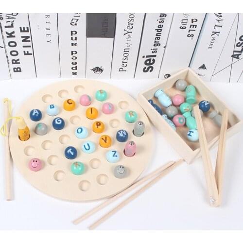 Kids Early Educational Montessori Toys Clip Beads Fishing Multi-functional Learning Letter Educational Wooden Toy Children Gifts