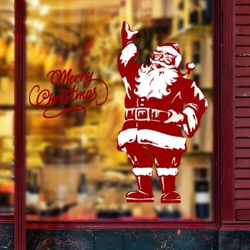 DIY Christmas Windows Walls Stickers 60*90cm Santa Claus Xmas Waterproof Wall Window Door Mural Decals Stickers for Christmas