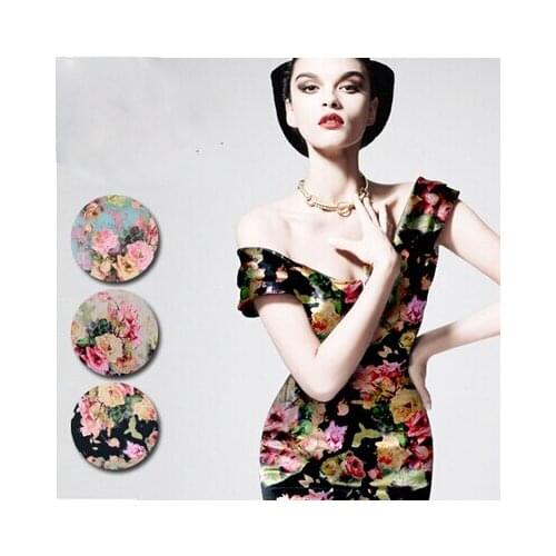 Fantasy peony painting like fine digital printing elastic simulation silk satin fabric imports