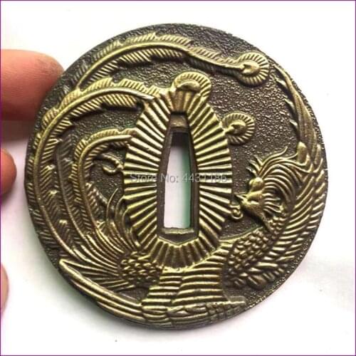 Alloy Tsuba Katana Fittings Handguard For Japanese Tanto Sword Wakizashi W/Phoenix Theme