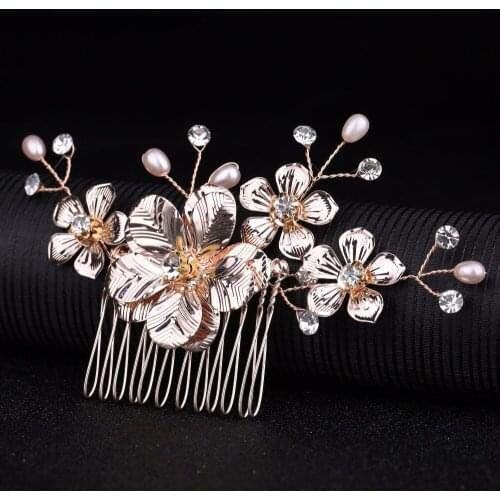 The bride headdress Hand-made pearl claw drill insertion comb hair access