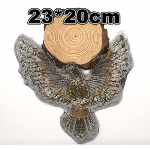 GUGUTREE embroidery rope eagle patch,animal beaded patches badges appliques for clothing DX-32