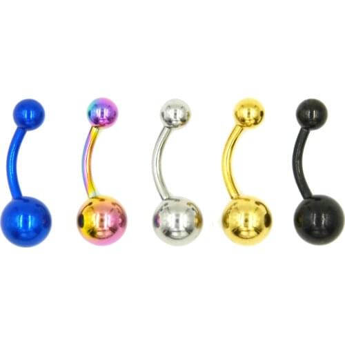 1Pc Titanium Anodized Navel Belly Button Ring Piercing Body Jewelry Belly Bar Navel Retainer Barbell Stud Jewelry 14g