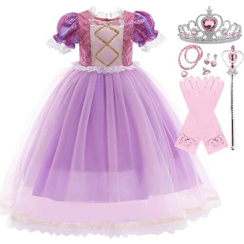 Kids Dresses for Girls Rapunzel Princess Dress Children Sofia Rapunzel Cosplay Costume Birthday Gift for Baby Girl 3 to 10 Years