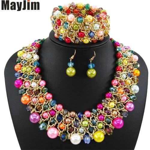 MayJim Statement necklace 2018 fashion jewelry sets Handmade bead chain big Pearl dubai jewelry sets Vintage beads Bijoux
