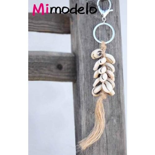Fashion Shell Key Chain Handmade Key Ring Holder Bag Charm Boho Jewelry Gift for Men Women