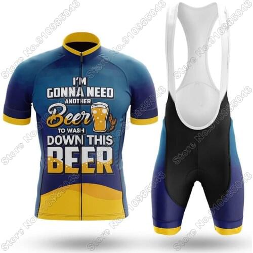 2021 American Beer - Mens Cycling Jersey Set Summer Cycling Clothing Road Bike Suit Mountain Bicycle Shirt Bib Shorts MTB