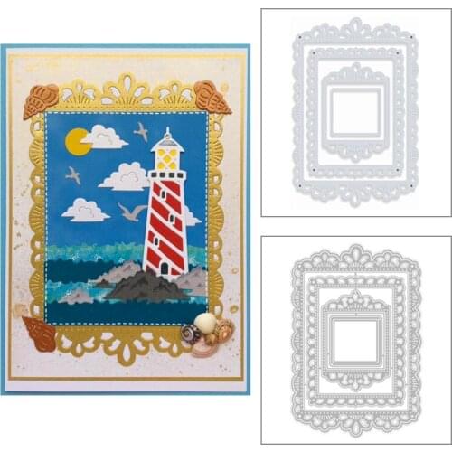 2020 New Rectangle Lace Frame Nesting Metal Cutting Dies For Cut Paper Making Album Greeting Card DIY Scrapbooking NO Stamp Sets