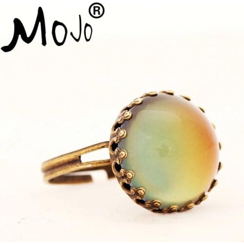 New Fashion Gypsy Boho Round Color Change Mood Ring Emotion Feeling Changeable Ring MJ-RGM02