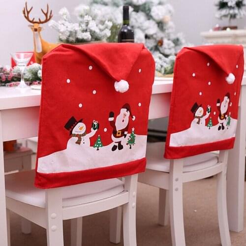 New Year Chair Cover Santa Claus Cap Covers Xmas Christmas Decorations For Home Christmas Dinner Table Party Red Hat Chair Back